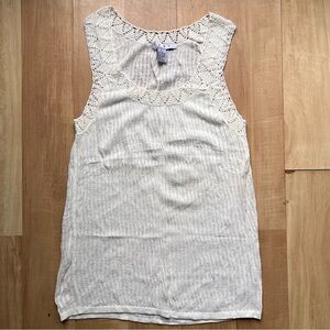 CAbi white lightweight loose fit stretchy knit summer tank top